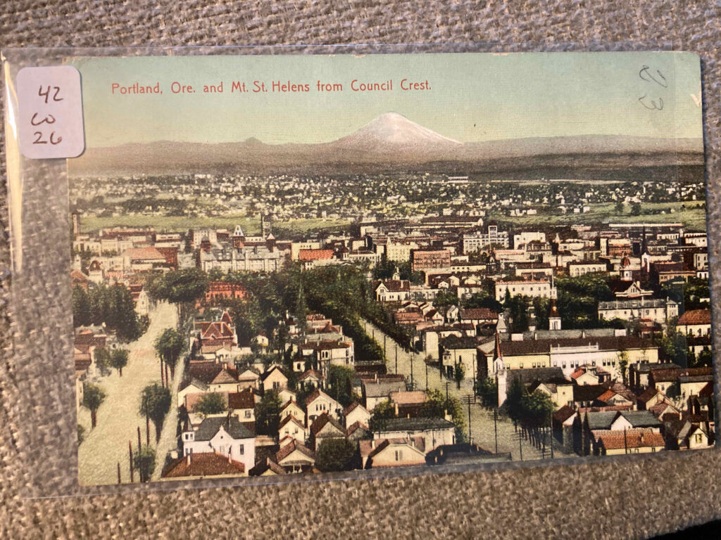 Portland, Oregon, and Mount St. Helens from Council Crest.